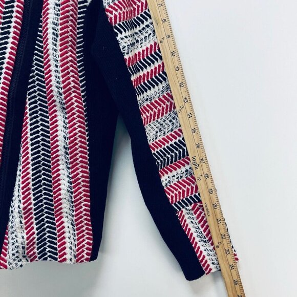 Chico’s Sweater Moto Jacket Size 1 Women’s Red White Black Pullover New - Picture 16 of 16